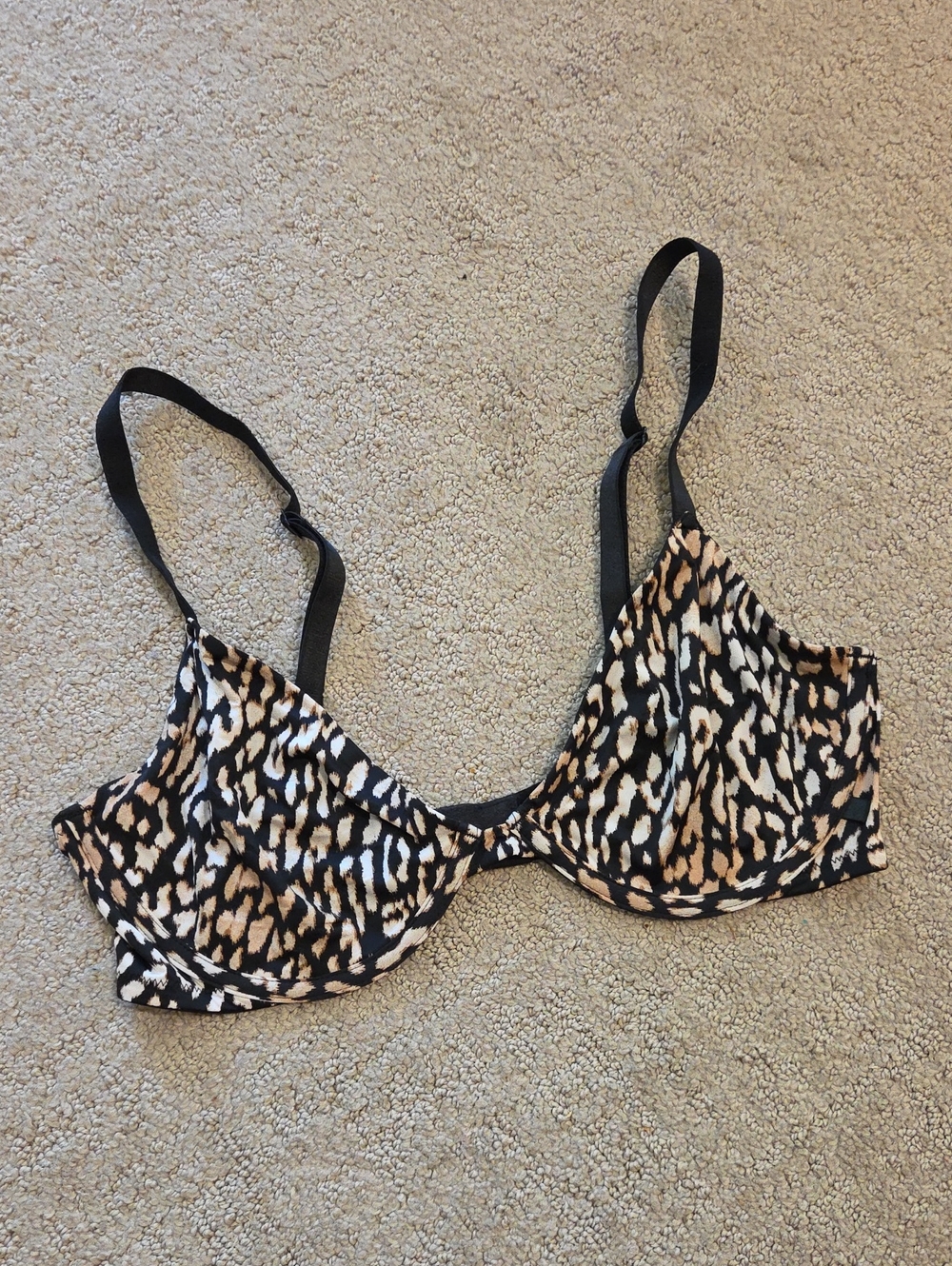 VS Unlined DEMI Leopard Print Underwire Bra in Black and Cream